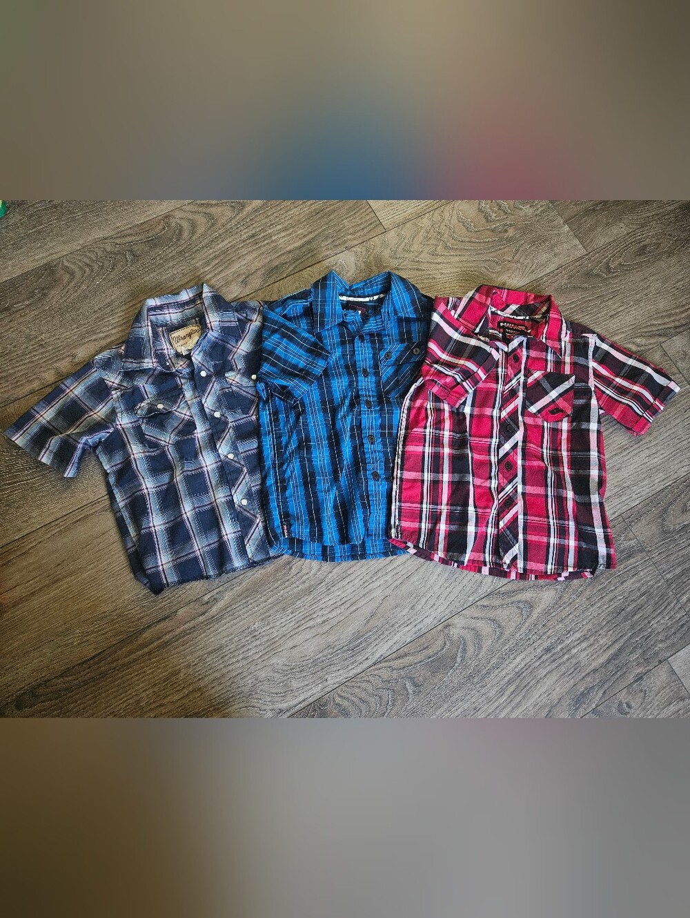 Boys Plaid Short-Sleeve Button-Down Trio
